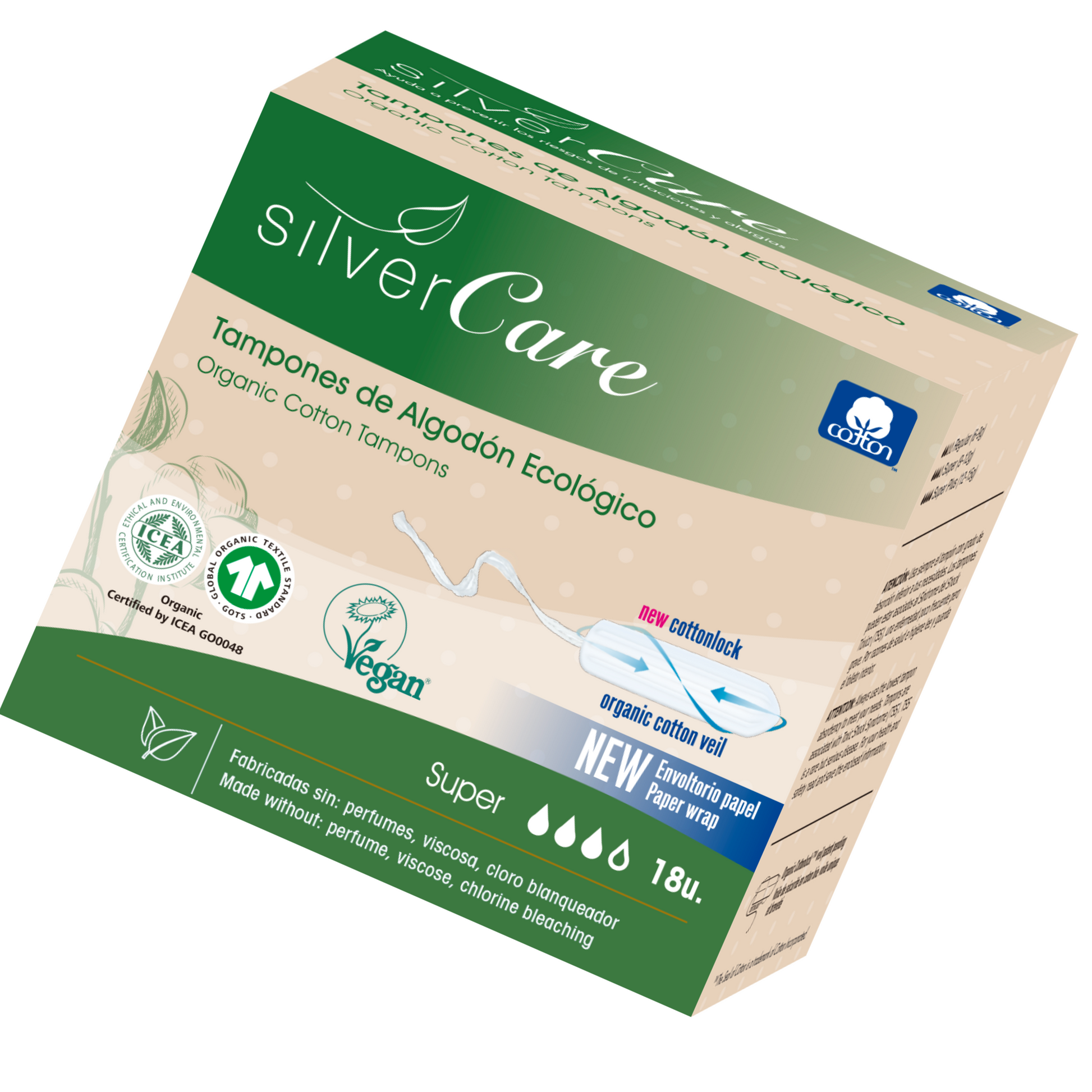 Tampony ekologiczne bawełniane Super (bez aplik.) Silver Care BIO 18 szt. - zdjęcie 2