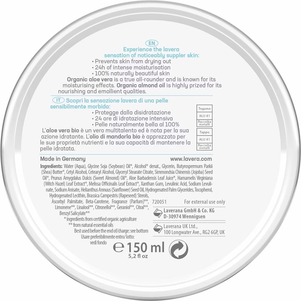 Basis Sensitiv Uniwersalny krem do pielęgnacji bardzo suchej skóry z aloesem i olejem migdałowym Lavera 150 ml