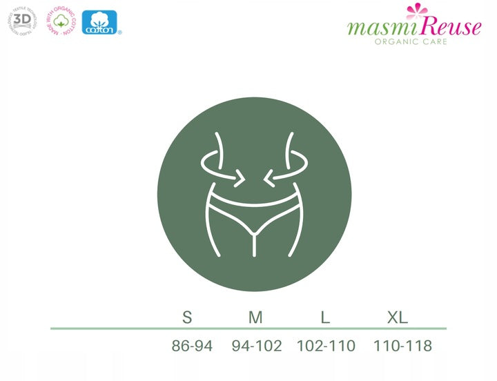 ZESTAW -5% 3x Masmi Majtki menstruacyjne ekologiczne CLASSIC wysoki stan 100% bawełna (rozmiary: S, M, L, XL) - zdjęcie 10