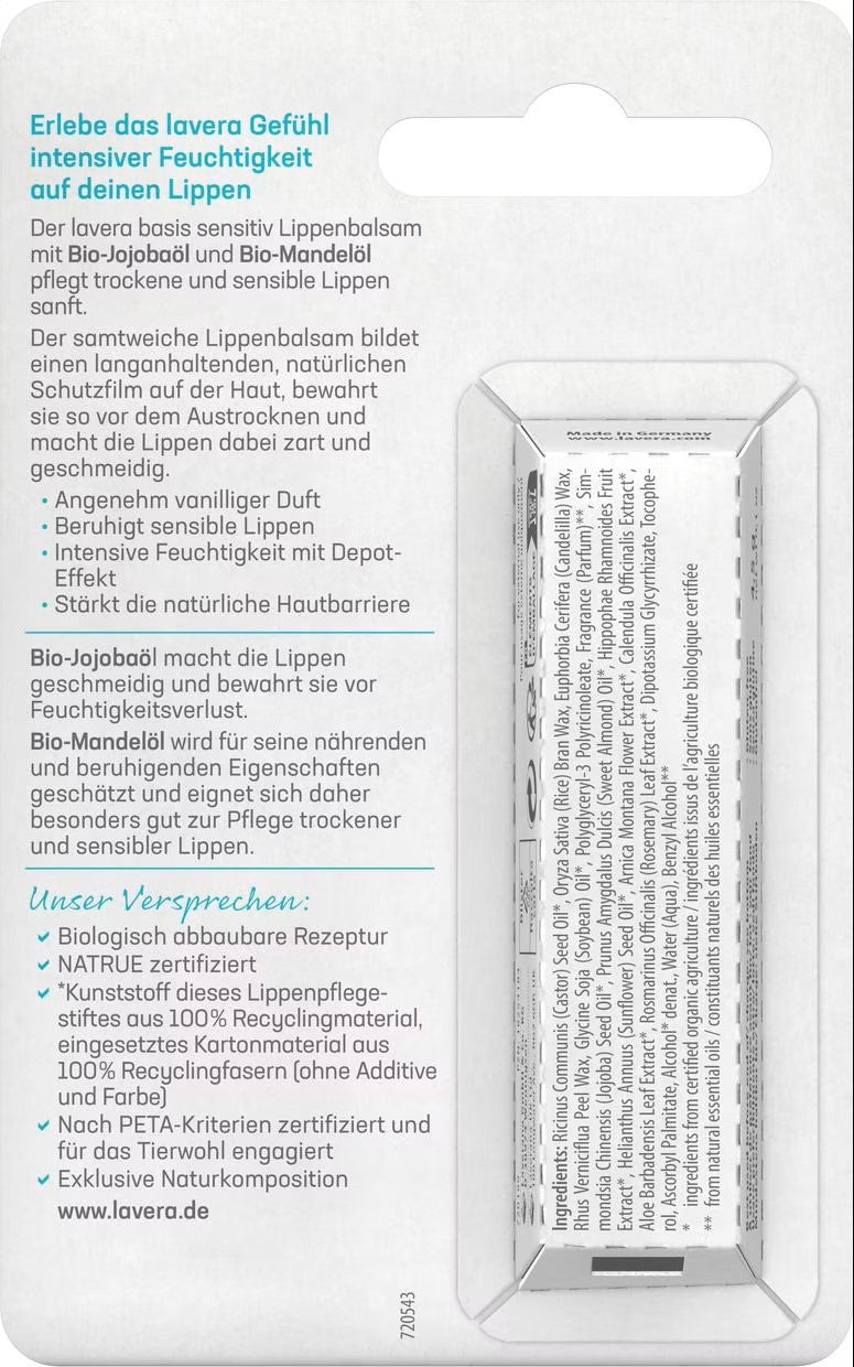 Basis Sensitiv Balsam do ust z olejem jojoba i olejem migdałowym Lavera 4,5 g