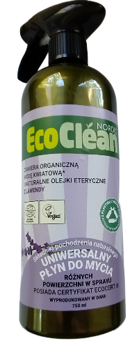 Eco Clean Lawendowy uniwersalny płyn do mycia różnych powierzchni w sprayu 750 ml