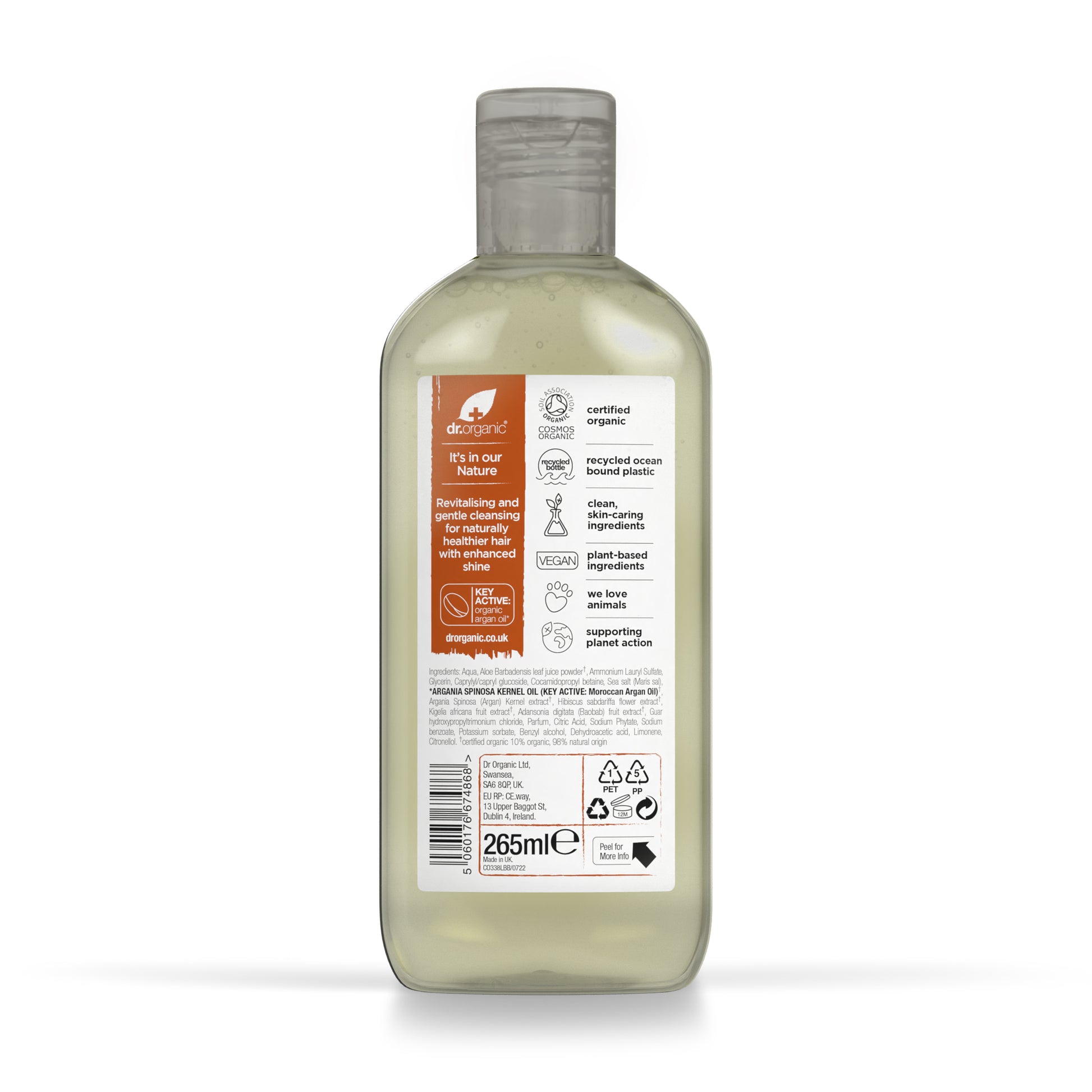 dr. organic Szampon wygładzający z organicznym marokańskim olejem arganowym 265 ml