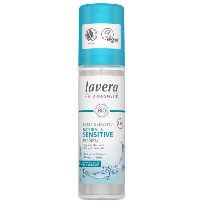 Basis Sensitiv Łagodny dezodorant w sprayu do skóry wrażliwej z aloesem i minerałami Lavera 75 ml