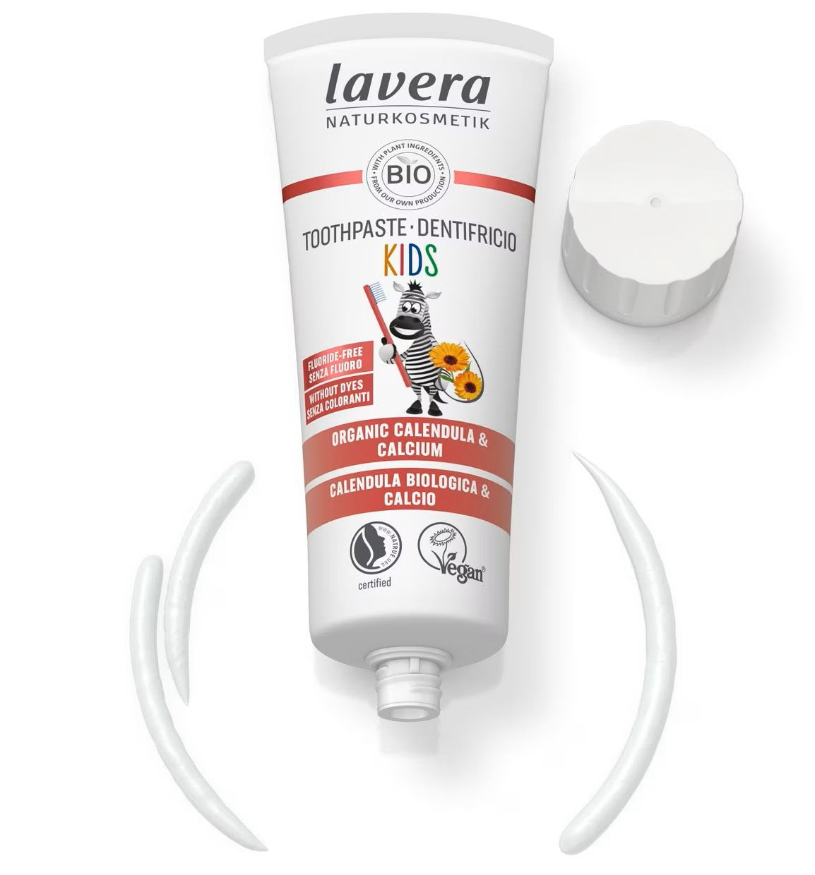 Pasta do zębów dla dzieci truskawkowa nagietek i wapń b/fluoru Lavera 75ml - zdjęcie 4