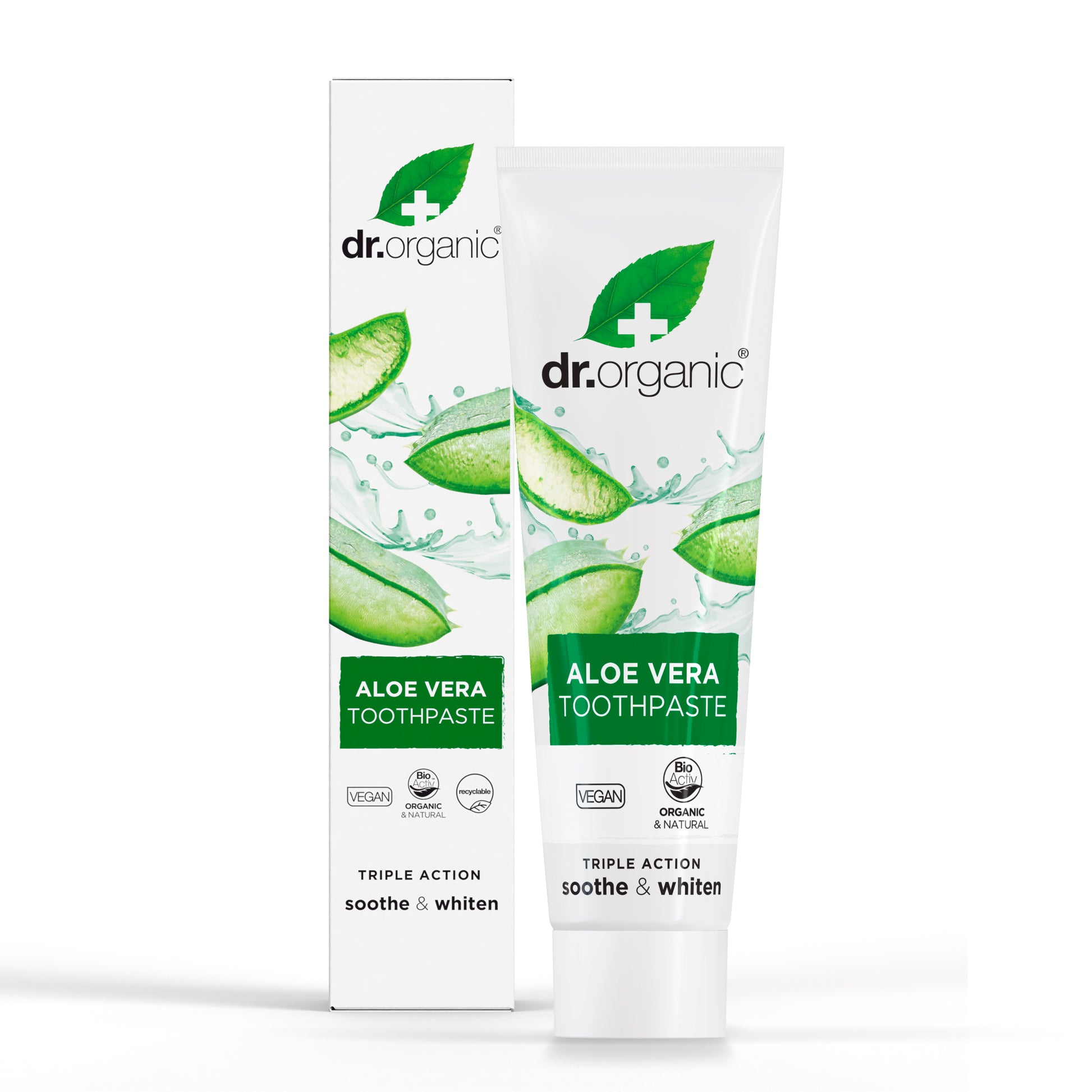dr. organic Delikatna wybielająca pasta do zębów z organicznym aloesem i fluorem 100 ml