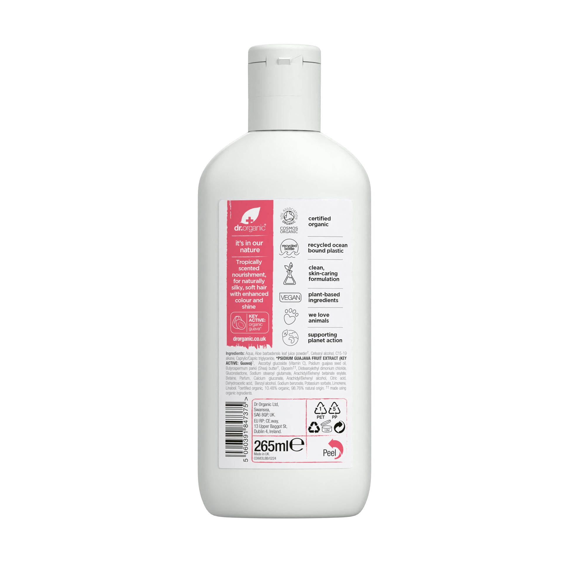 dr. organic Delikatna odżywka dodająca blasku włosom farbowanym z witaminą C i ekstraktem z organicznej guawy 265 ml