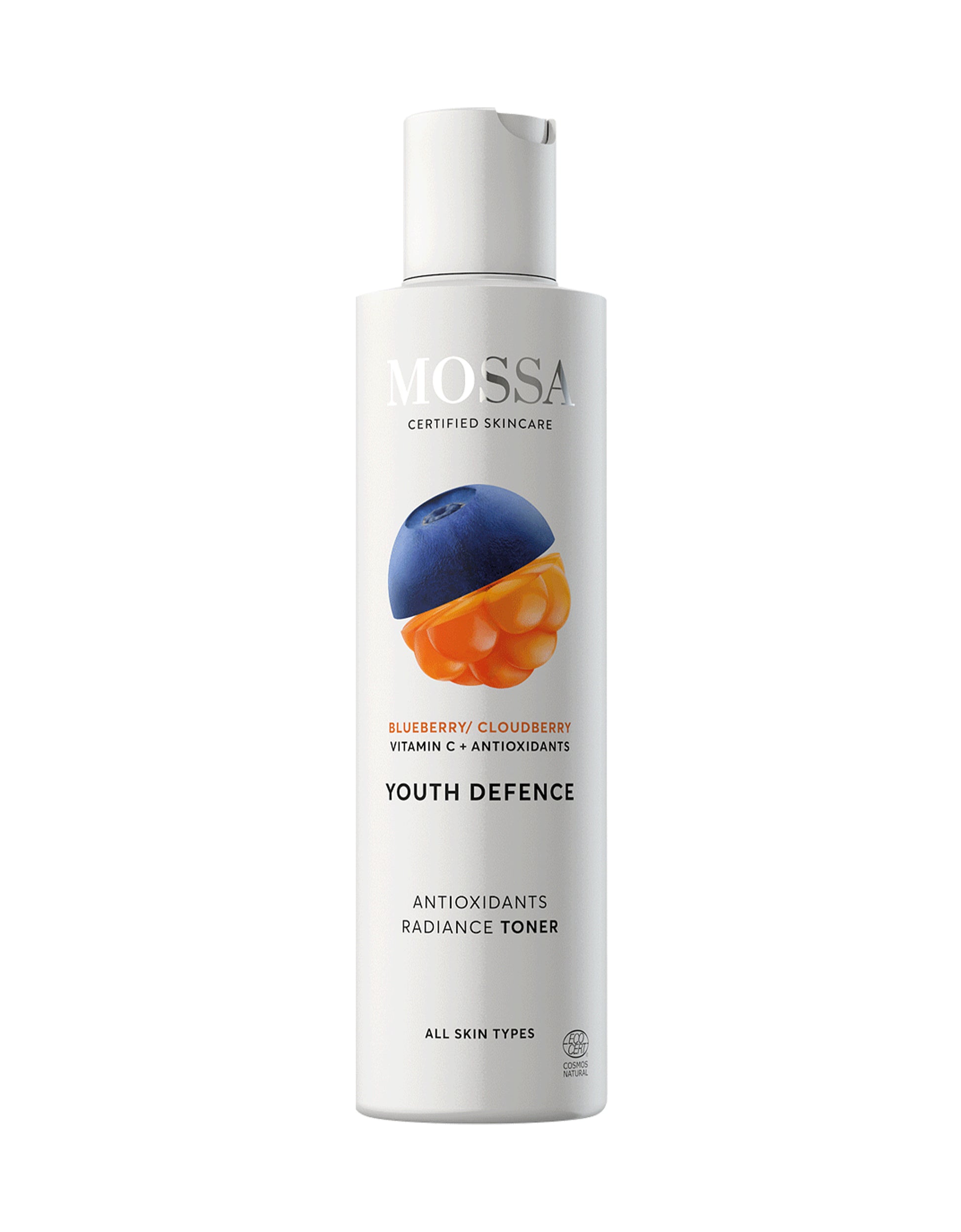 Antyoksydacyjny tonik rozświetlający z borówką i maliną moroszką Mossa by Madara 200 ml