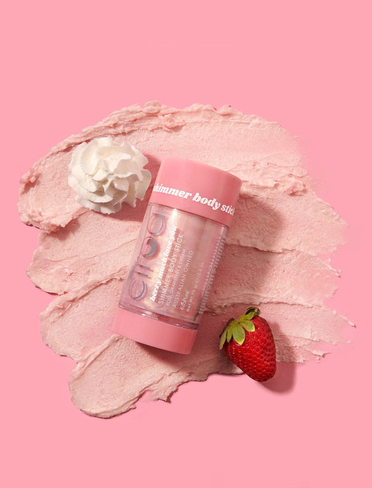 CIROA Beauty Stick nabłyszczający do twarzy i ciała truskawki & śmietanka & płatki róży 75 g