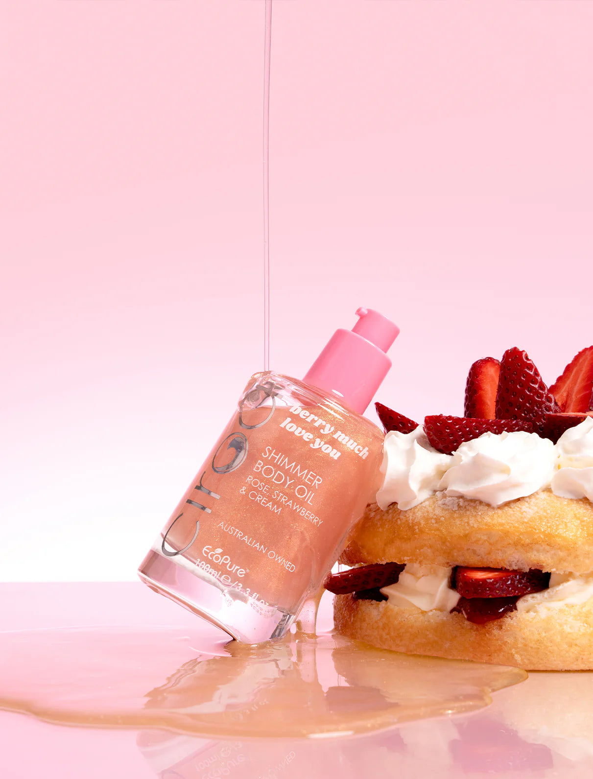 CIROA Beauty Olejek nabłyszczający do ciała truskawki & śmietanka & płatki róży 150 ml