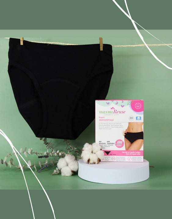 ZESTAW -5% 3x Masmi Majtki menstruacyjne ekologiczne CLASSIC wysoki stan 100% bawełna (rozmiary: S, M, L, XL) - zdjęcie 11