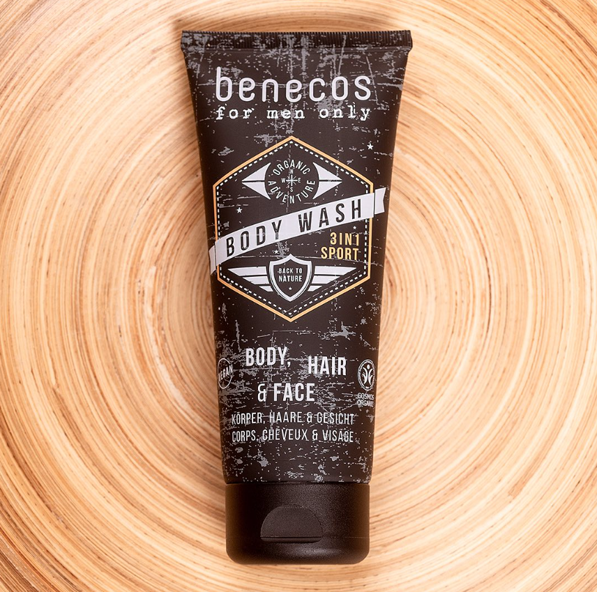 Benecos For men only - 3w1 SPORT Naturalny odświeżający żel do mycia ciała, twarzy i włosów 200 ml - zdjęcie 2