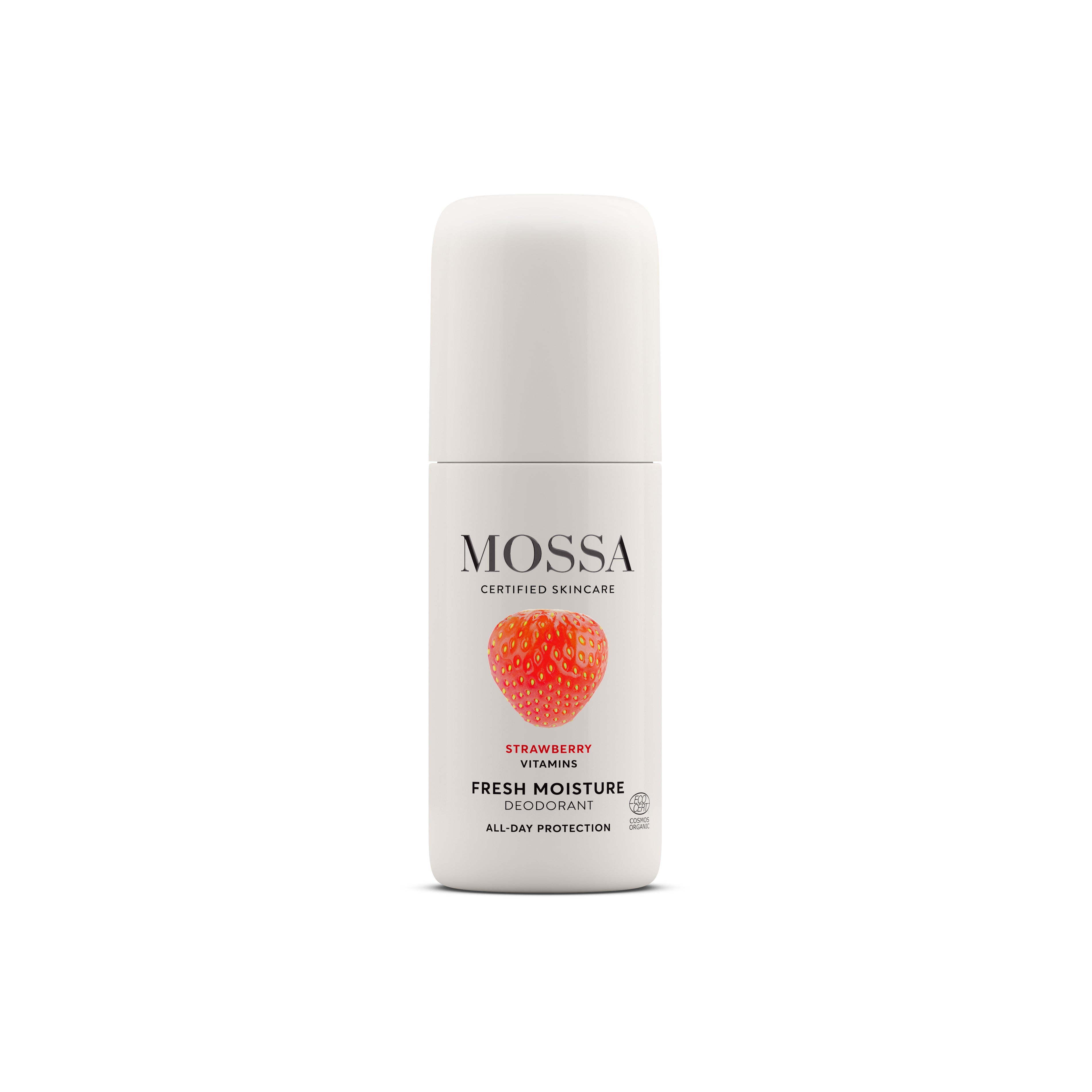 Mossa Odświeżająco - nawilżający  dezodorant roll-on z truskawką i ekstraktem z zielonej herbaty 50 ml