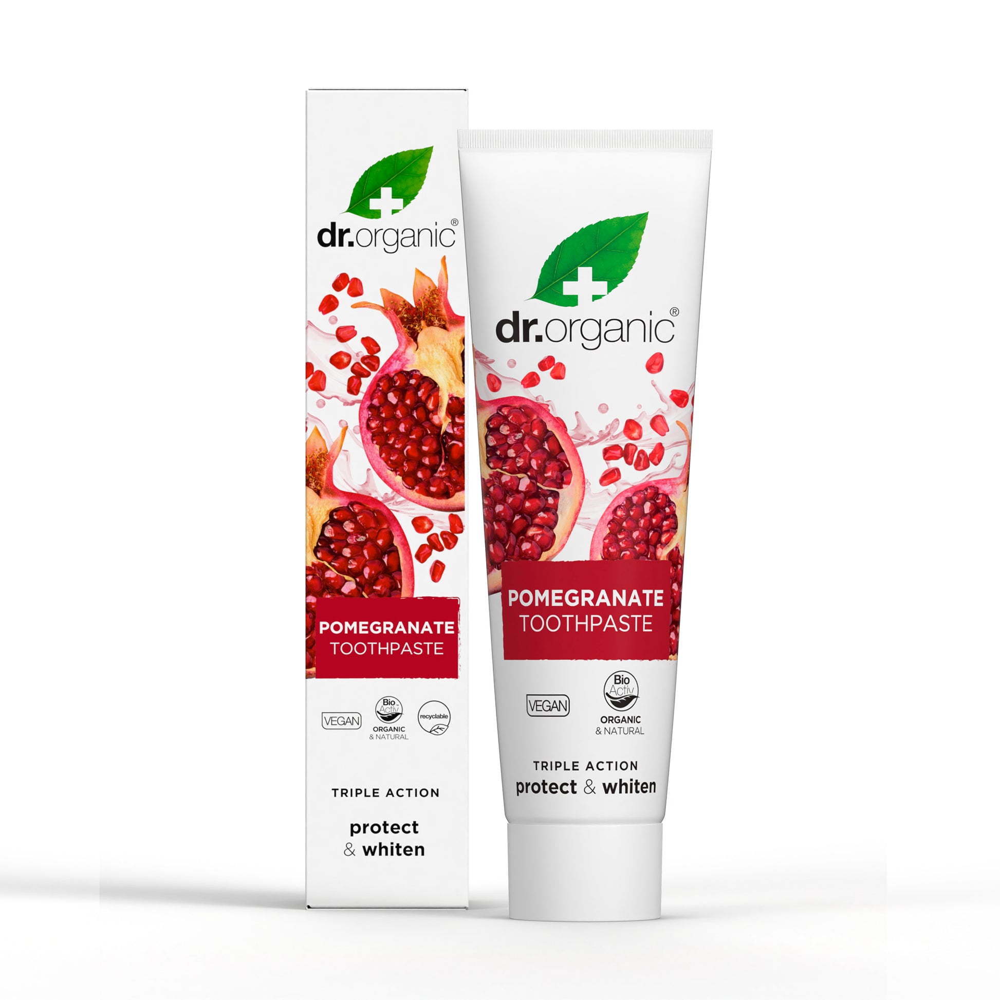 dr. organic Owocowo-miętowa pasta do zębów z organicznym granatem i fluorem 100 ml