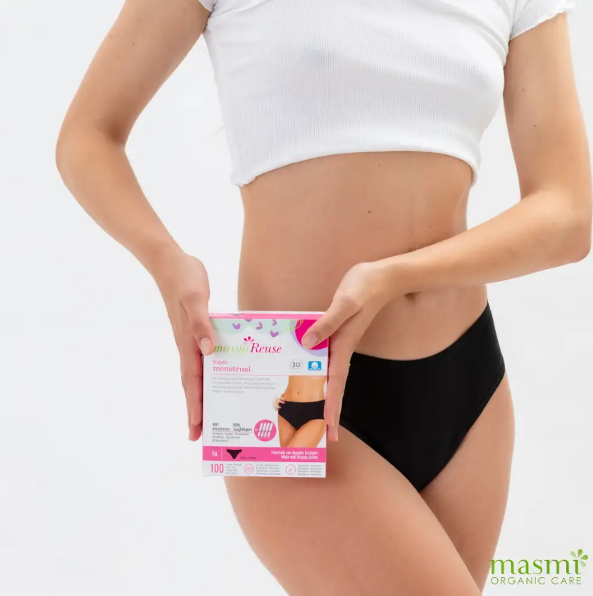 Masmi Majtki menstruacyjne CLASSIC (rozmiary: S, M, L, XL), wysoki stan100% bawełny organicznej 1 szt. - zdjęcie 12
