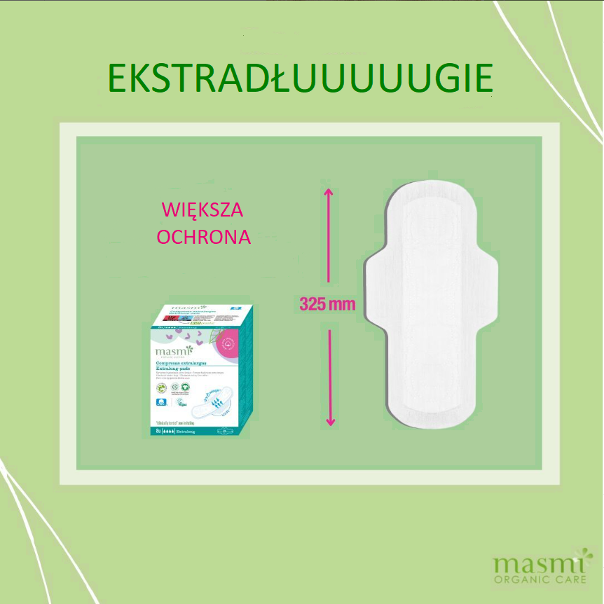 Podpaski ekologiczne bawełniane ekstradługie b/chloru 100% BIO Masmi 8 szt. - zdjęcie 8