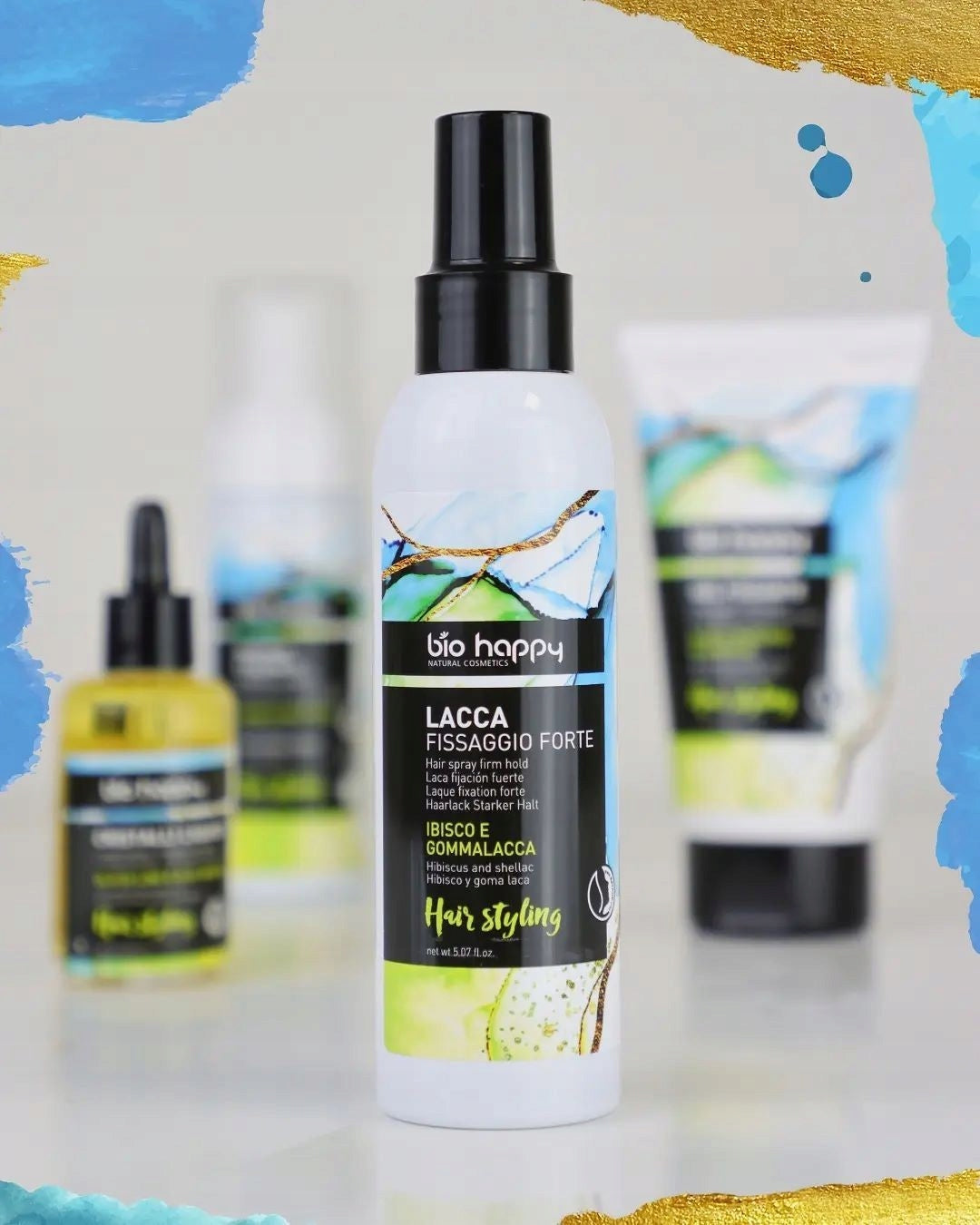 Bio Happy Spray do włosów mocno utrwalający Hibiskus &amp; Szelak 150ml - zdjęcie 2