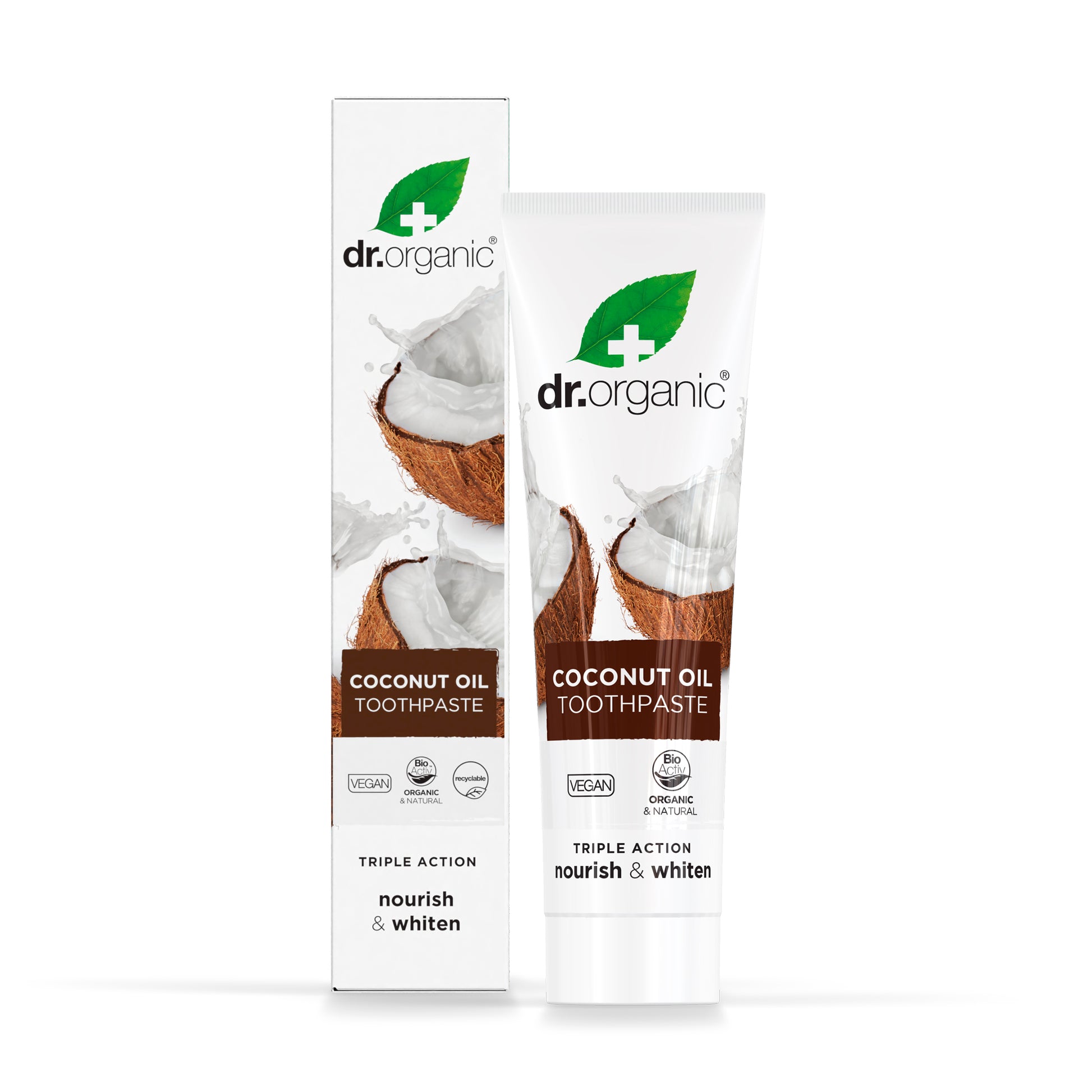dr. organic Delikatna wybielająca pasta do zębów z olejem kokosowym i fluorem 100 ml