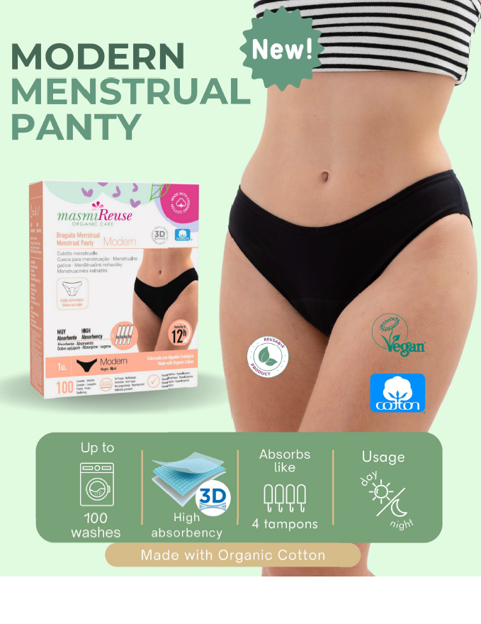 ZESTAW -5% 3x Masmi Majtki menstruacyjne ekologiczne MODERN 100% bawełna BIO (rozmiary: S, M, L, XL) - zdjęcie 2