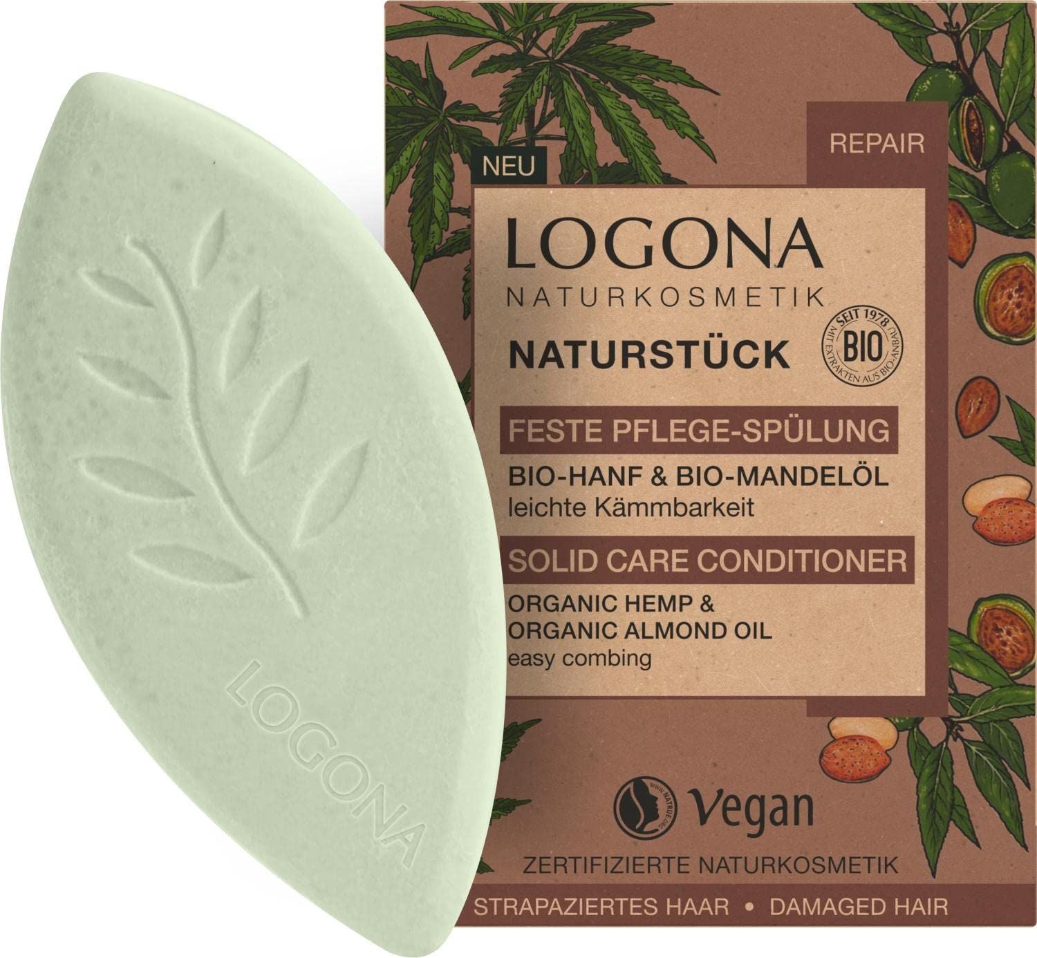 Logona Odżywka w kostce z olejem z organicznych konopi i organicznym olejem migdałowym 60g