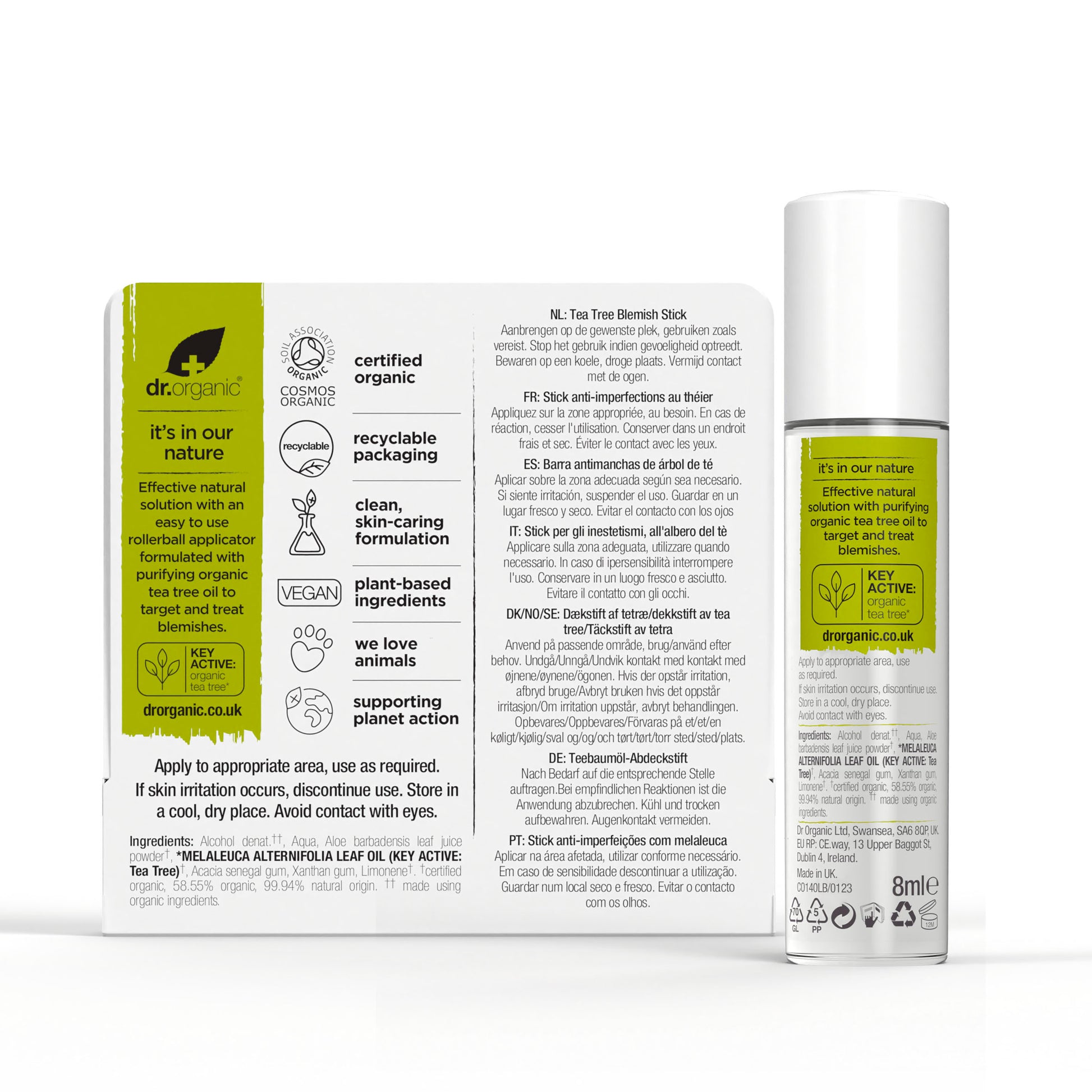 dr. organic Antyseptyczny punktowy preparat przeciw wypryskom z olejkiem z drzewa herbacianego 8 ml
