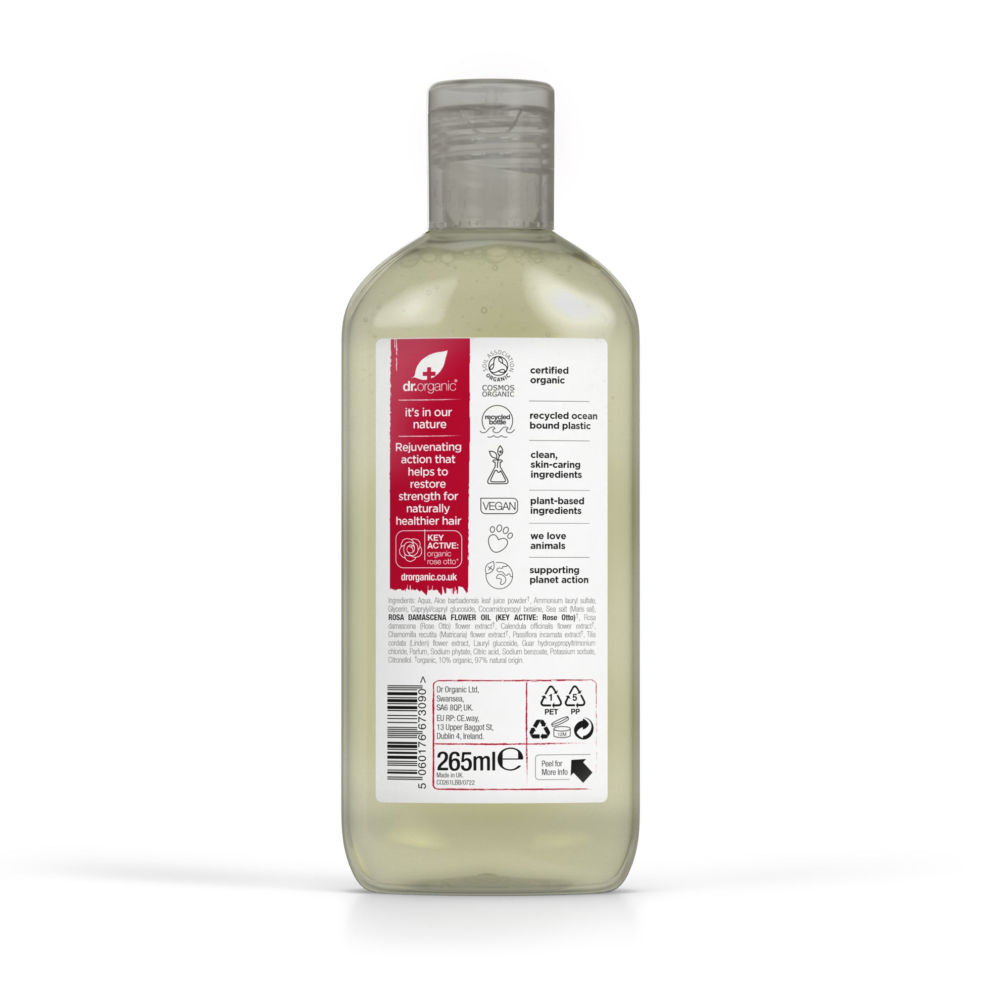 dr. organic Rewitalizujący szampon do włosów dojrzałych z organicznym olejkiem różanym 265 ml
