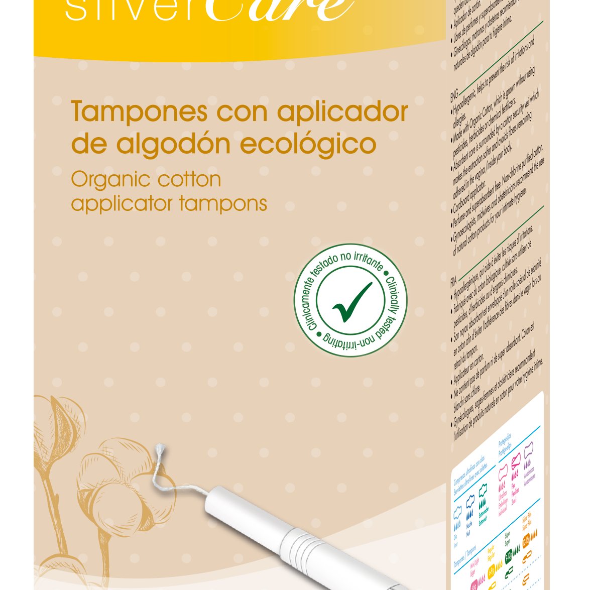 Tampony ekologiczne bawełniane Regular (z aplikat.) Silver Care BIO 16 szt.