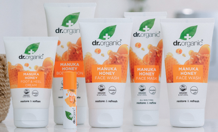 dr. organic Delikatny płyn do mycia twarzy z organicznym miodem manuka 150 ml