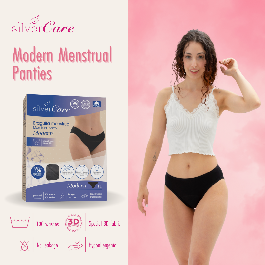 Silver Care Majtki menstruacyjne MODERN niski stan, (rozmiary: S, M, L, XL) 100% certyfikowanej bawełny organicznej 1 szt. - zdjęcie 8