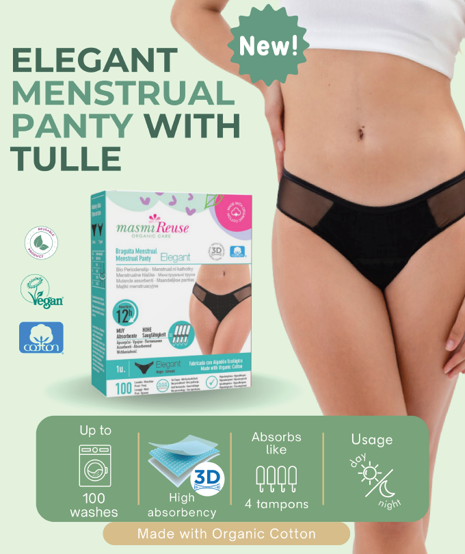 ZESTAW -5% 3x Masmi Majtki menstruacyjne ekologiczne ELEGANT 100% bawełna BIO (rozmiary: S, M, L, XL) - zdjęcie 3