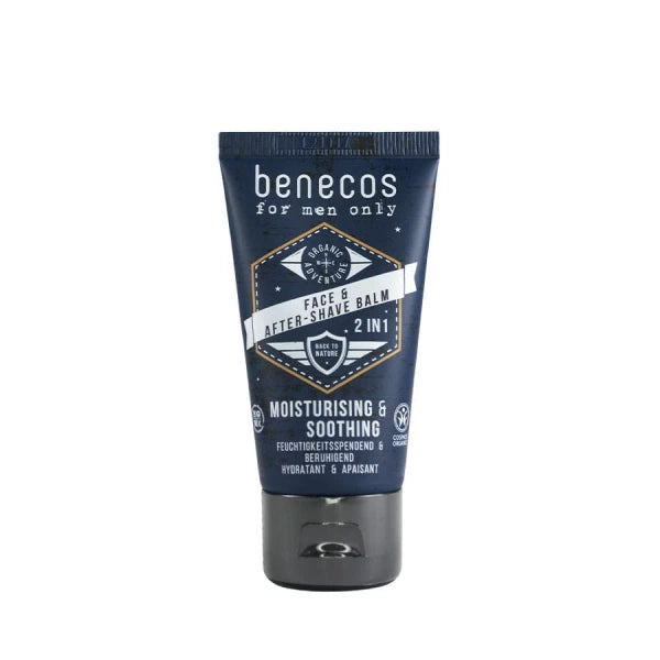 Benecos For men only - 2w1 Naturalny nawilżająco-kojący balsam do twarzy i po goleniu 50 ml