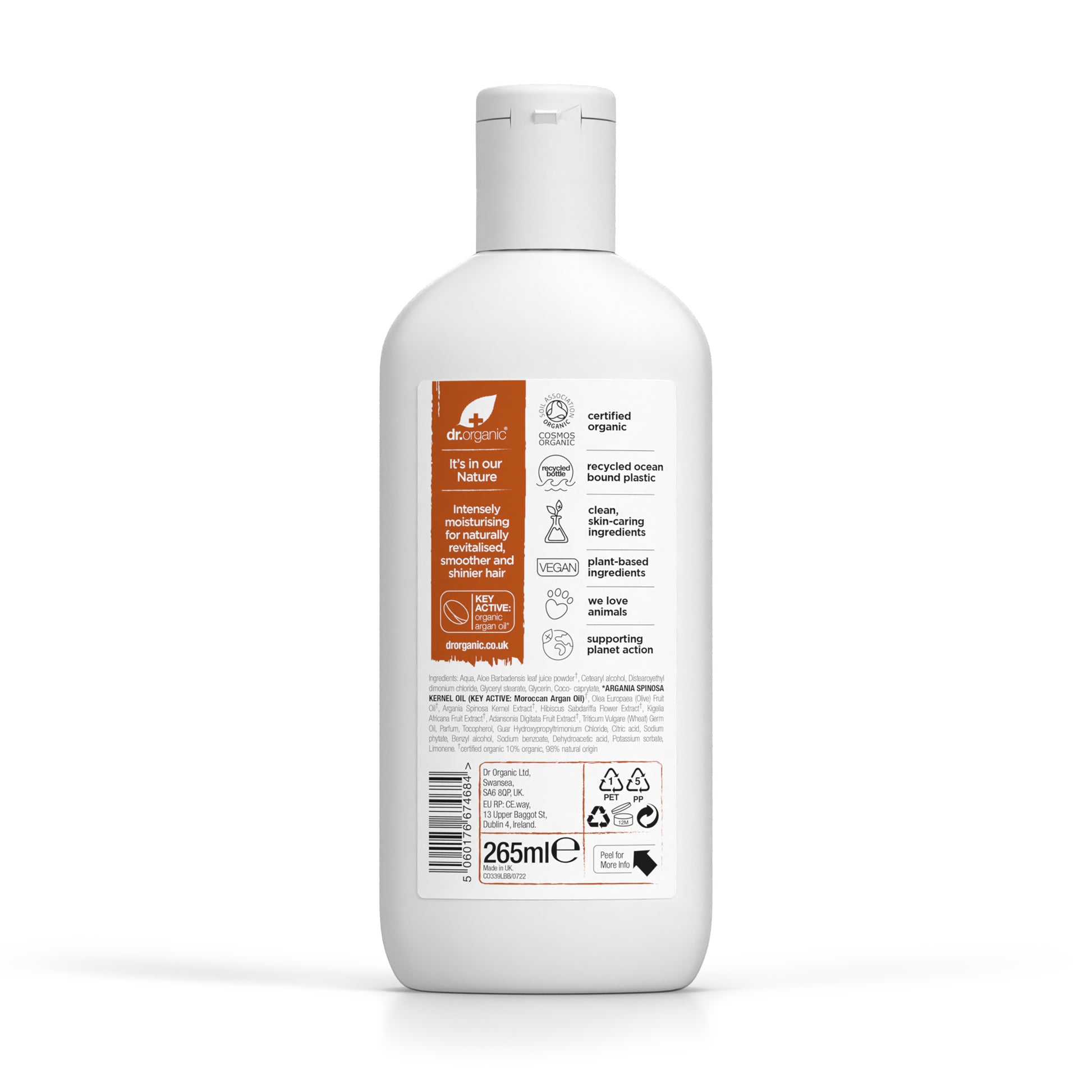 dr. organic Odżywka wygładzająca z organicznym marokańskim olejem arganowym 265 ml