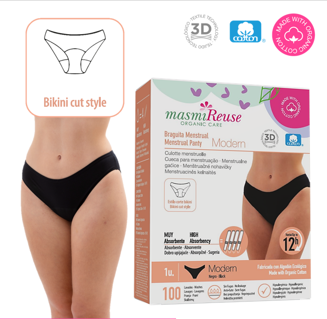 Majtki menstruacyjne ekologiczne Masmi MODERN (rozmiary: S, M, L, XL) 100% bawełna BIO