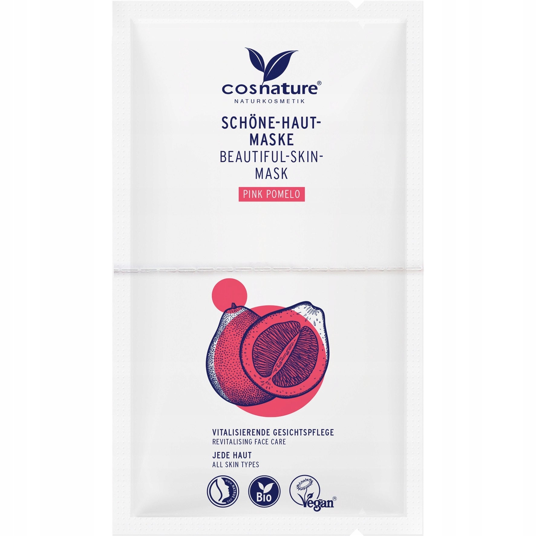 Cosnature BIO Naturalna upiększająca maska do twarzy z różowym pomelo 2 x 8 ml