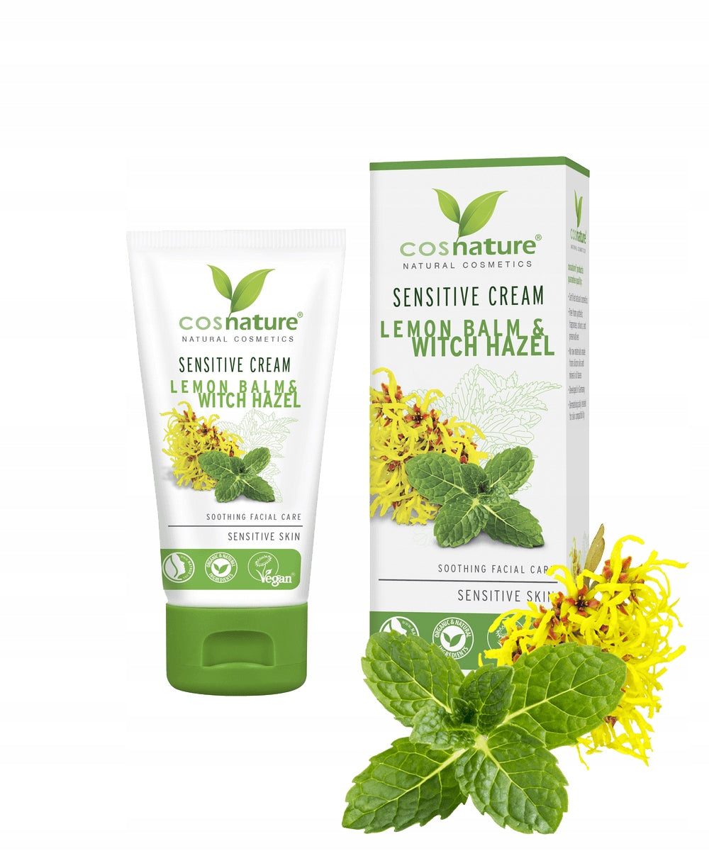 Cosnature Naturalny łagodzący krem do skóry wrażliwej z melisą i oczarem wirginijskim 50 ml