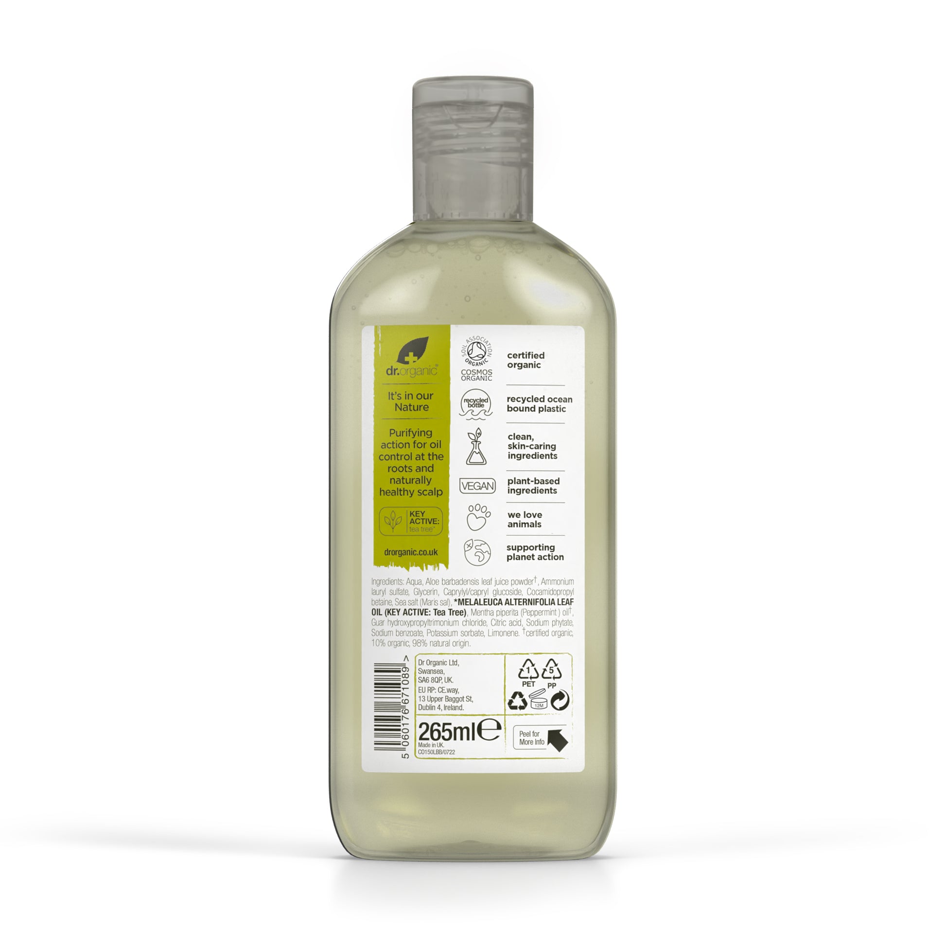 dr. organic Szampon oczyszczający z olejkiem z drzewa herbacianego 265 ml