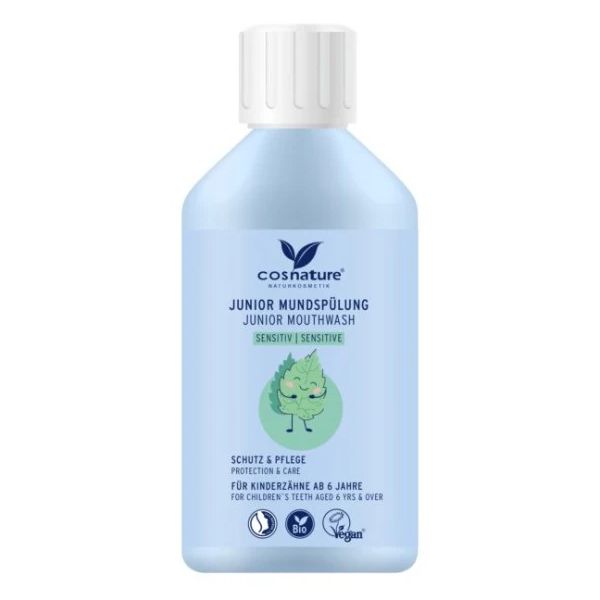 Cosnature BIO Naturalny płyn do płukania ust dla dzieci od 6 roku życia o smaku rumiankowo-miętowym, do wrażliwych zębów z fluorem 300 ml