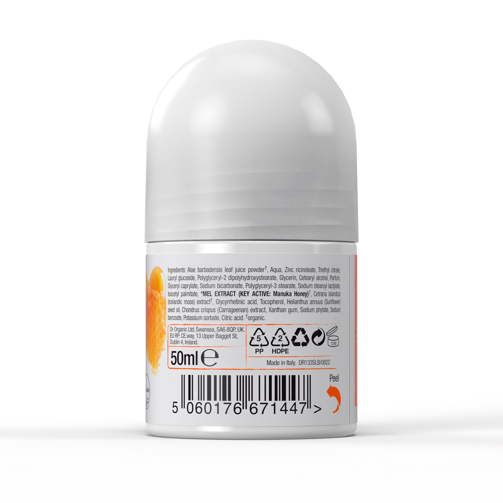 dr. organic Dezodorant roll-on do skóry wrażliwej z organicznym miodem manuka 50 ml