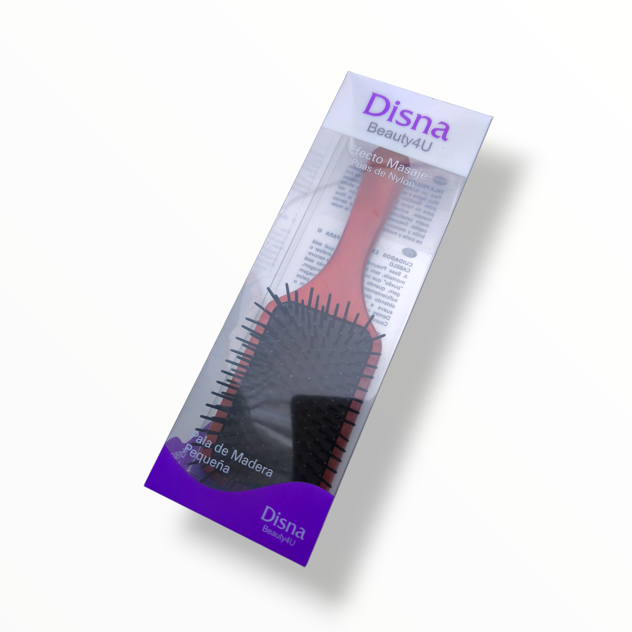 Disna Szczotka drewniana do włosów, prostokątna z nylonowymi wypustkami, prostokątna 25 cm