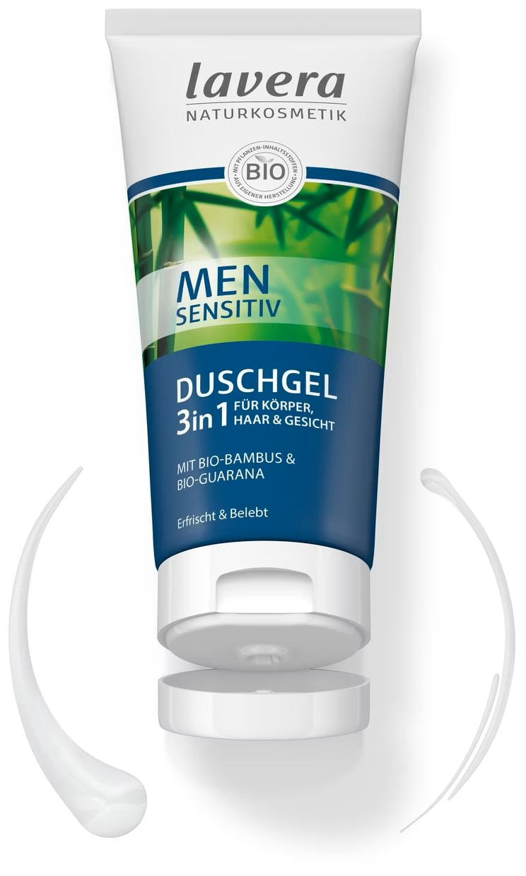 Żel do mycia 3w1 twarz/ciało/włosy MEN z guaraną i bambusem Lavera 200 ml - zdjęcie 3