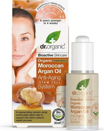 dr. organic Przeciwzmarszczkowy preparat z komórkami macierzystymi i organicznym marokańskim olejem arganowym 30 ml