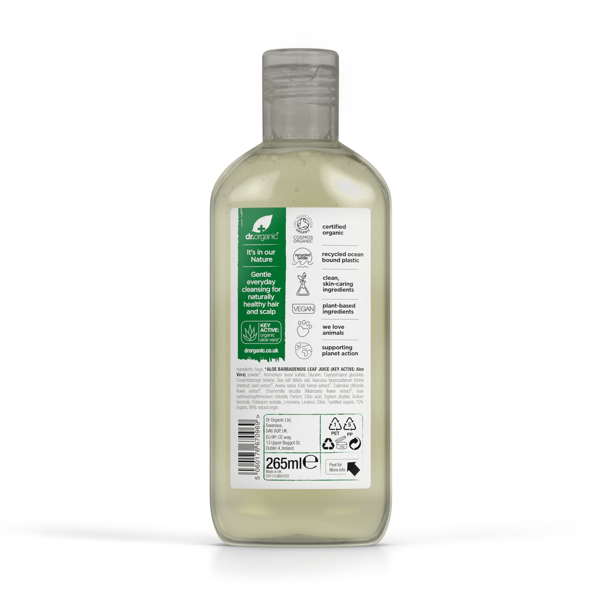 dr. organic Odżywczy szampon nadający połysk z organicznym aloesem 265 ml
