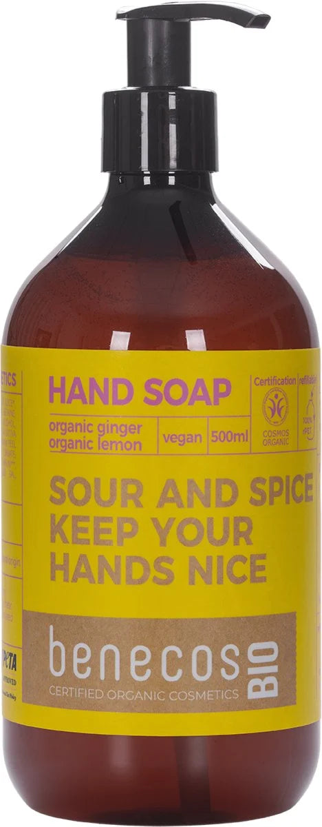 benecosBIO Mydło do rąk z organicznym imbirem i cytryną 500ml