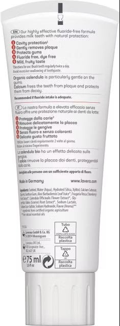 Pasta do zębów dla dzieci truskawkowa nagietek i wapń b/fluoru Lavera 75ml - zdjęcie 2