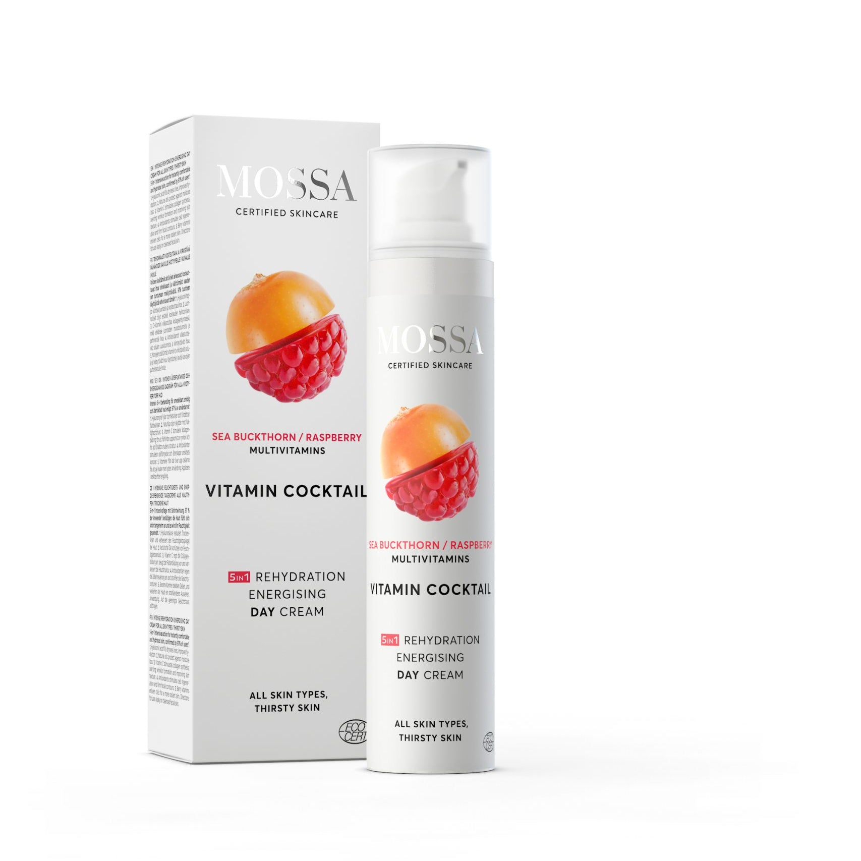 Multiwitaminowy krem nawilżająco-energetyzujący na dzień  z rokitnikiem i maliną Mossa by Madara 50 ml