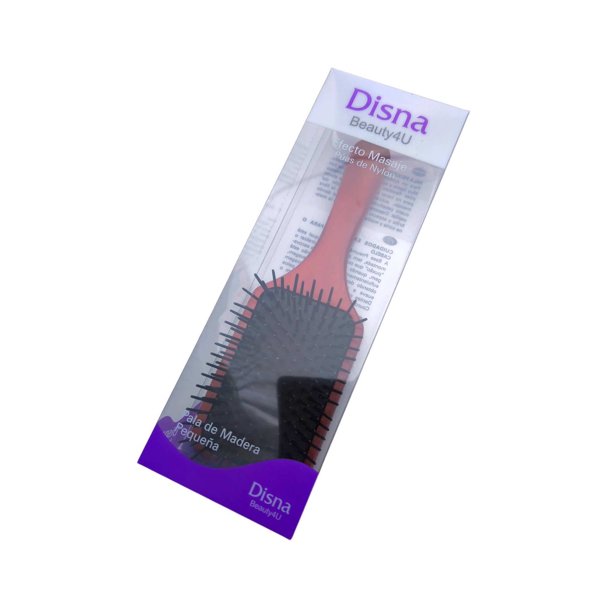 Disna Drewniana, prostokątna szczotka do włosów z nylonowymi wypustkami  22 cm 1 szt.