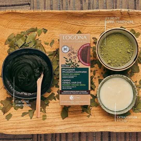 Logona Roślinna farba w proszku do koloryzacji włosów 07 Kasztanowy Brąz 100g