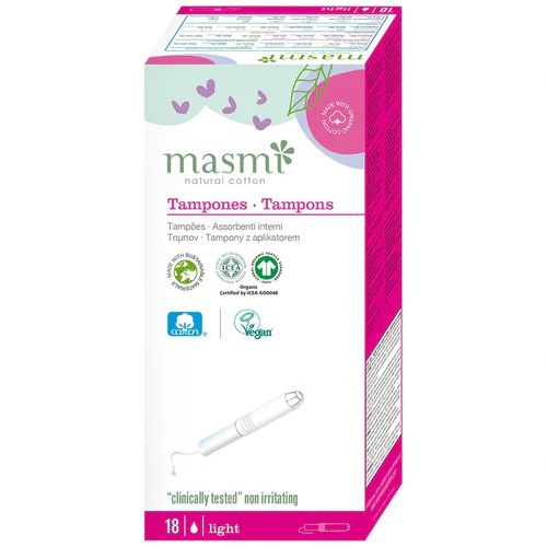 Masmi Organiczne bawełniane tampony Light z aplikatorem 100% bawełny organicznej 18 szt.